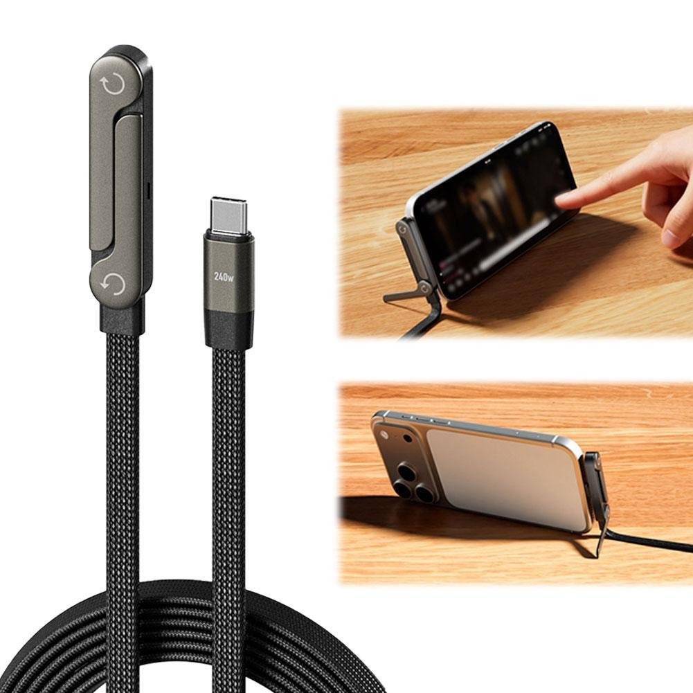 Fast Charging Foldable Bracket Data Cable 2-in-1 Data Wire Foldable Phone Tablet Stand Type-C To Type-C USB-A To Type-C - الصورة 9