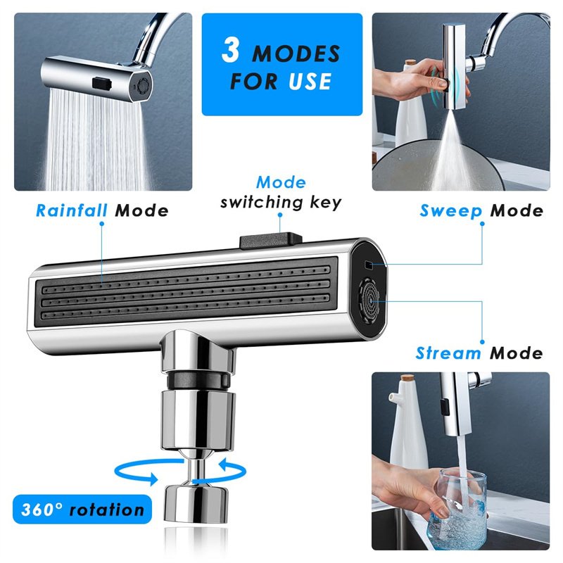 Kitchen Faucet Waterfall Outlet Splash Proof Universal Rotating Bubbler Multifunctional Water Nozzle Extension Kitchen Gadgets - الصورة 8