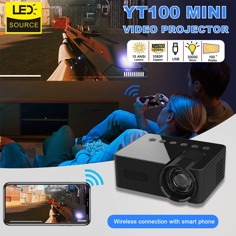 YT100 Home Mini Portable Mini Projector HD Home Wireless Mini Phone Projection - الصورة 3