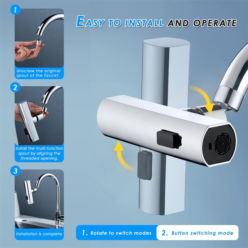 Kitchen Faucet Waterfall Outlet Splash Proof Universal Rotating Bubbler Multifunctional Water Nozzle Extension Kitchen Gadgets - الصورة 9