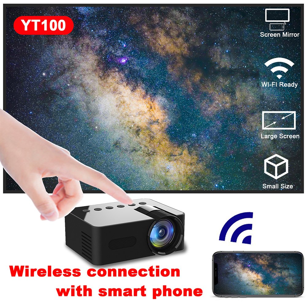 YT100 Home Mini Portable Mini Projector HD Home Wireless Mini Phone Projection - الصورة 2